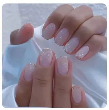 24Pcs Nude Pink Short Round Press-On Nails